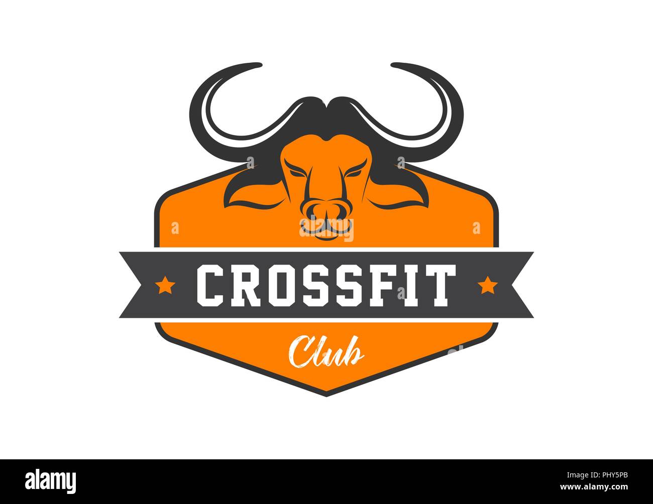 Tête de taureau, buffalo, Fitness, gym crossfit, emblèmes, étiquette, d'un insigne, le logo et l'élément Illustration de Vecteur