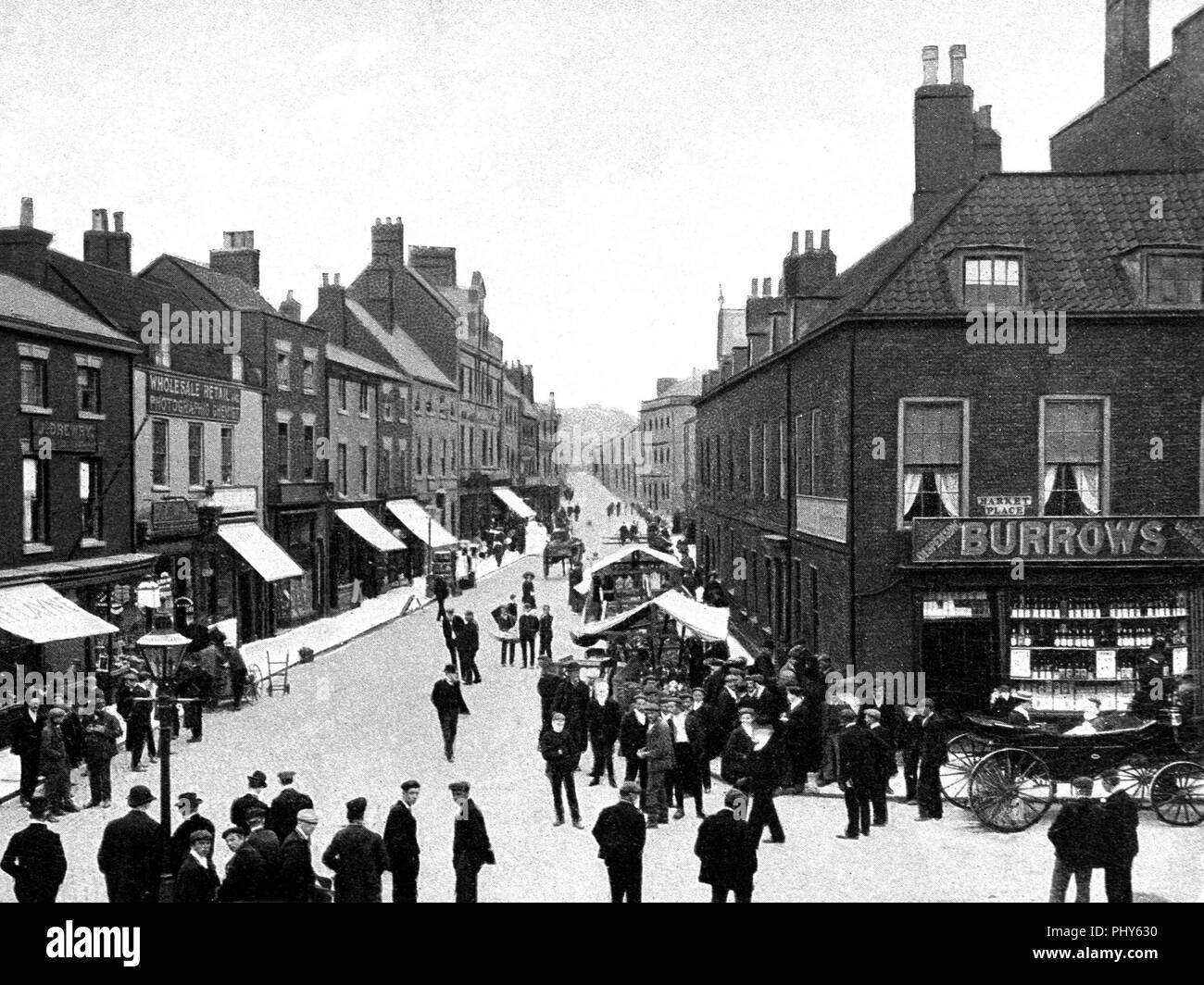 Place du marché, Gainsborough, début des années 1900 Banque D'Images