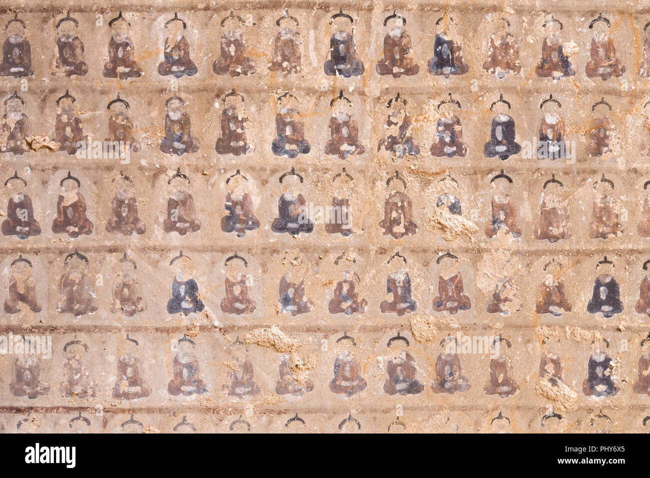 Alo Pyi pagoda wall paintings, Bagan, Myanmar Banque D'Images