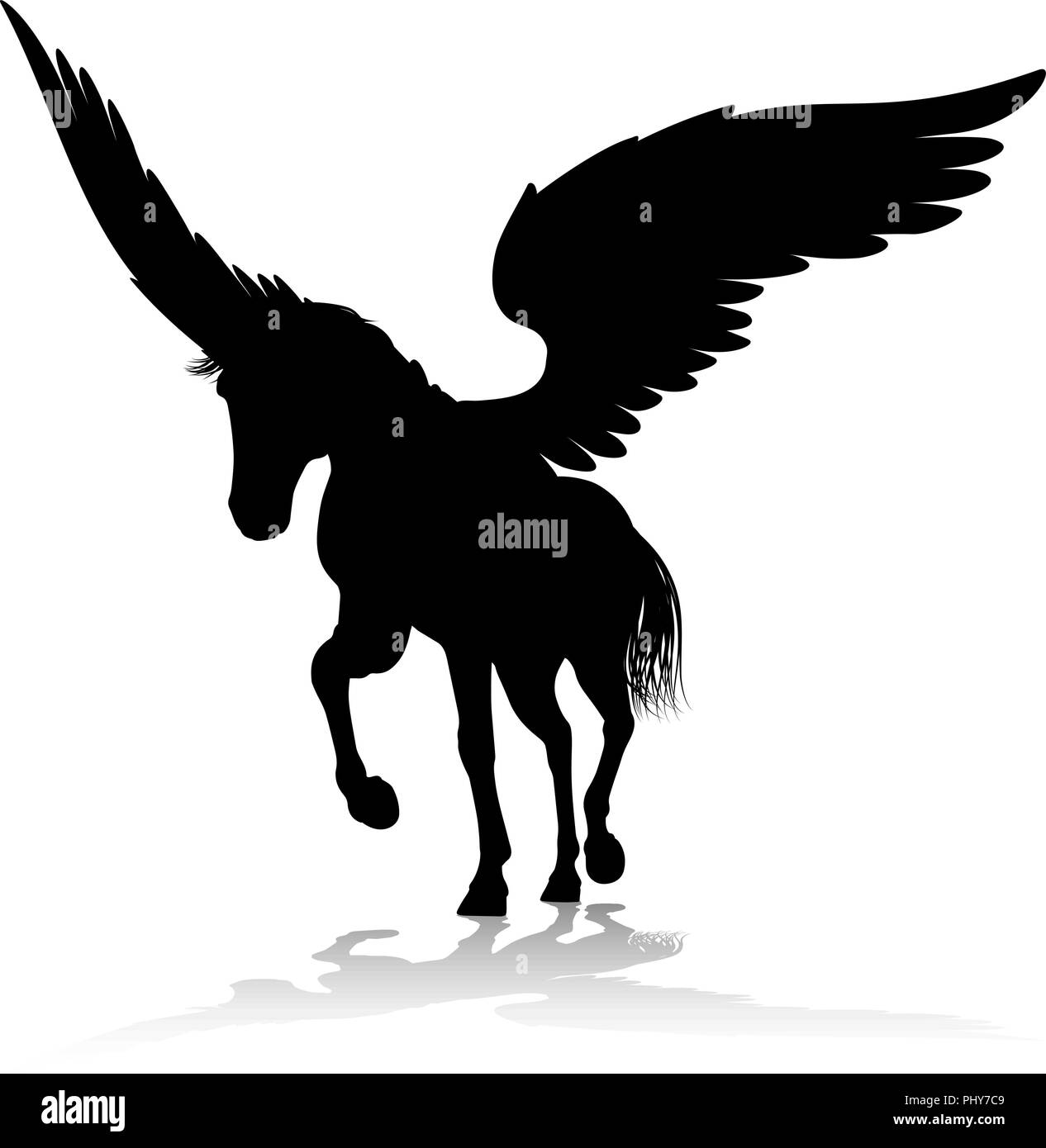Silhouette cheval ailé Pégase mythologique Illustration de Vecteur