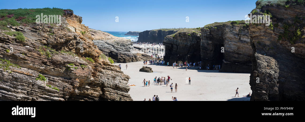 Playa de Catedrales ou plage des Cathédrales, Galice, Espagne. Banque D'Images