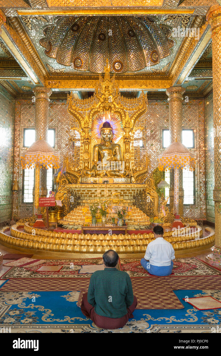 Nan Oo salle du Bouddha à la pagode Botataung, Rangoon, Myanmar Banque D'Images