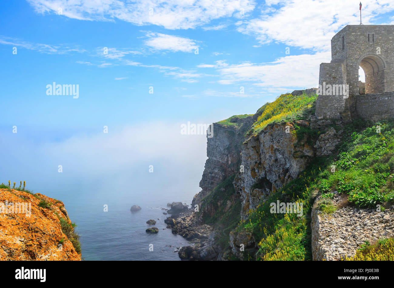 Forteresse sur le cap Kaliakra, Bulgarie. Vue sur la mer. Banque D'Images