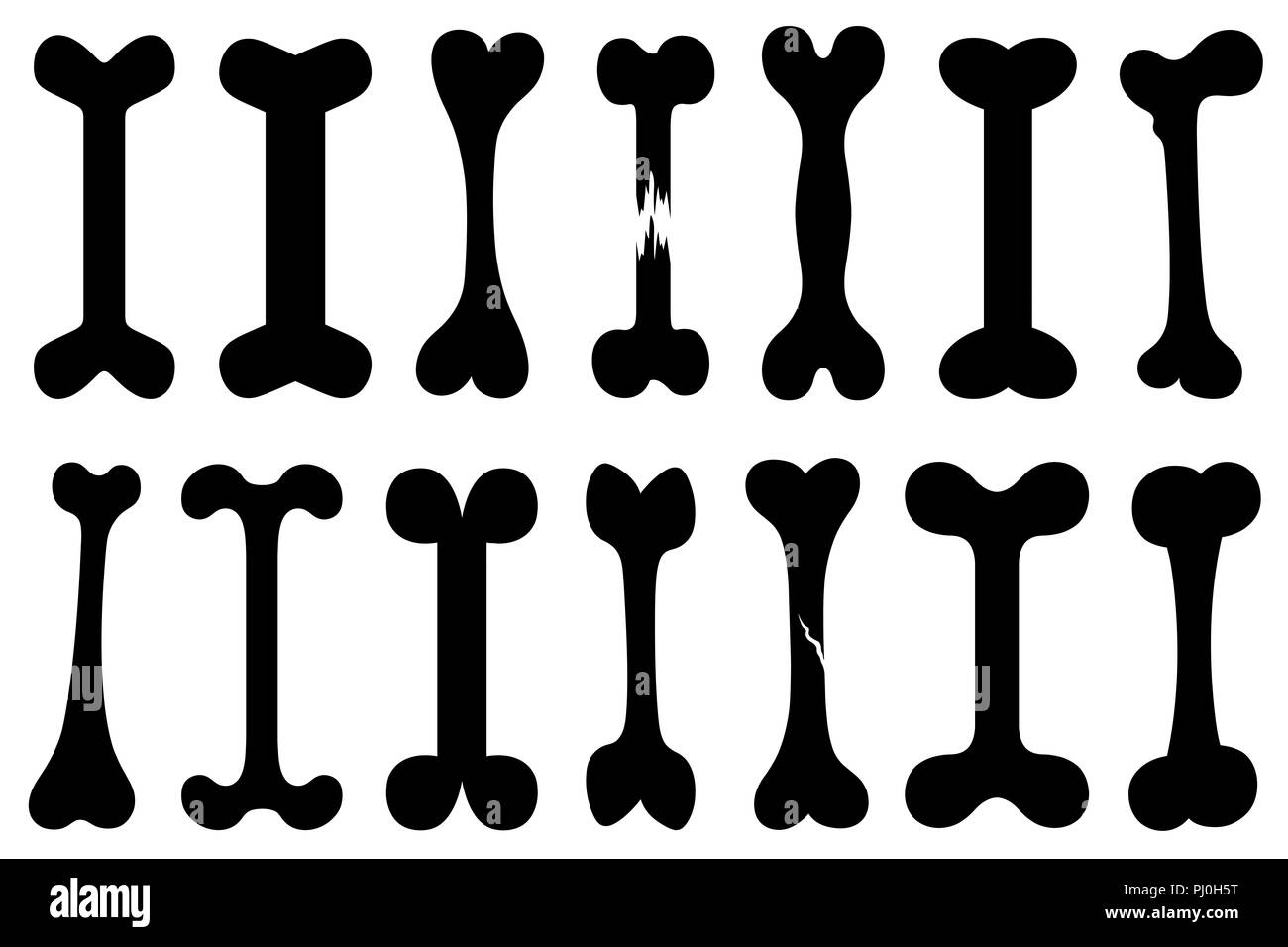 Ensemble de différents os chien isolated on white Banque D'Images