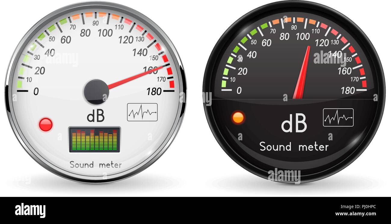 Jauge de décibels. L'unité de volume. Jauge de verre avec cadre chrome Illustration de Vecteur Jauge de décibels. L'unité de volume. Jauge de verre avec cadre chrome Illustration de Vecteur