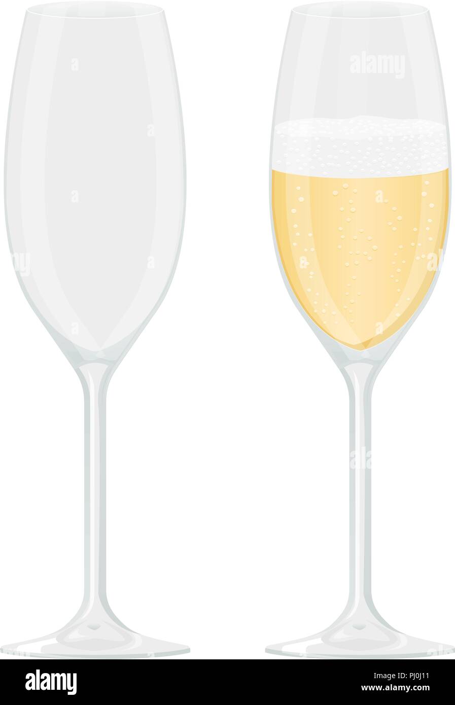 Verre de champagne. Vin mousseux avec bulles Illustration de Vecteur