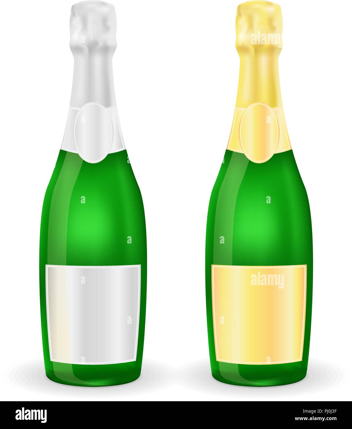 Bouteilles de mousseux ou de champagne. Avec de l'argent et des étiquettes d'or Illustration de Vecteur