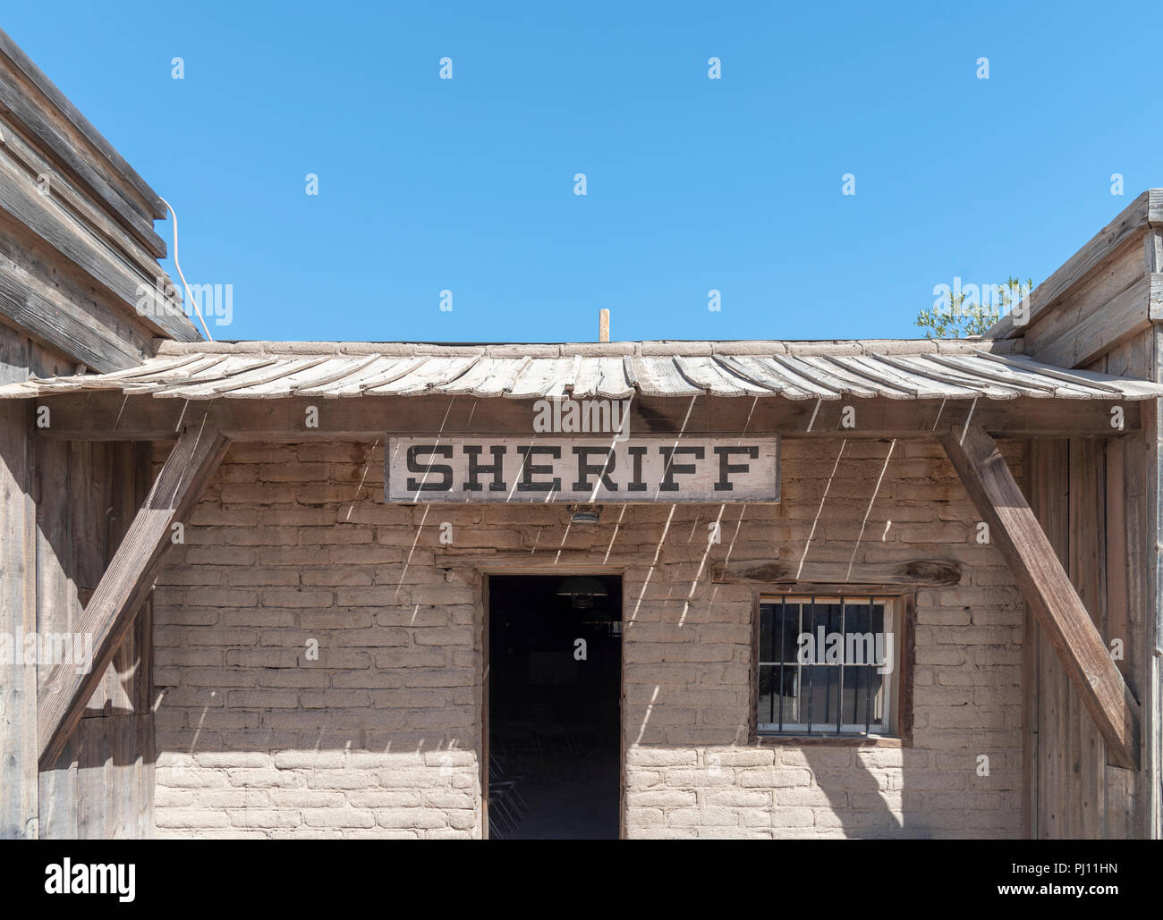 Retour de sheriff bureau d'Old Tucson. Banque D'Images