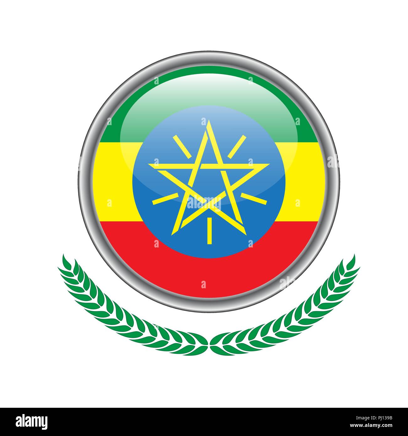 Drapeau de l'Éthiopie. L'icône du drapeau de l'Éthiopie. Vector illustration d'Ethiopie drapeau sur fond blanc. Illustration de Vecteur