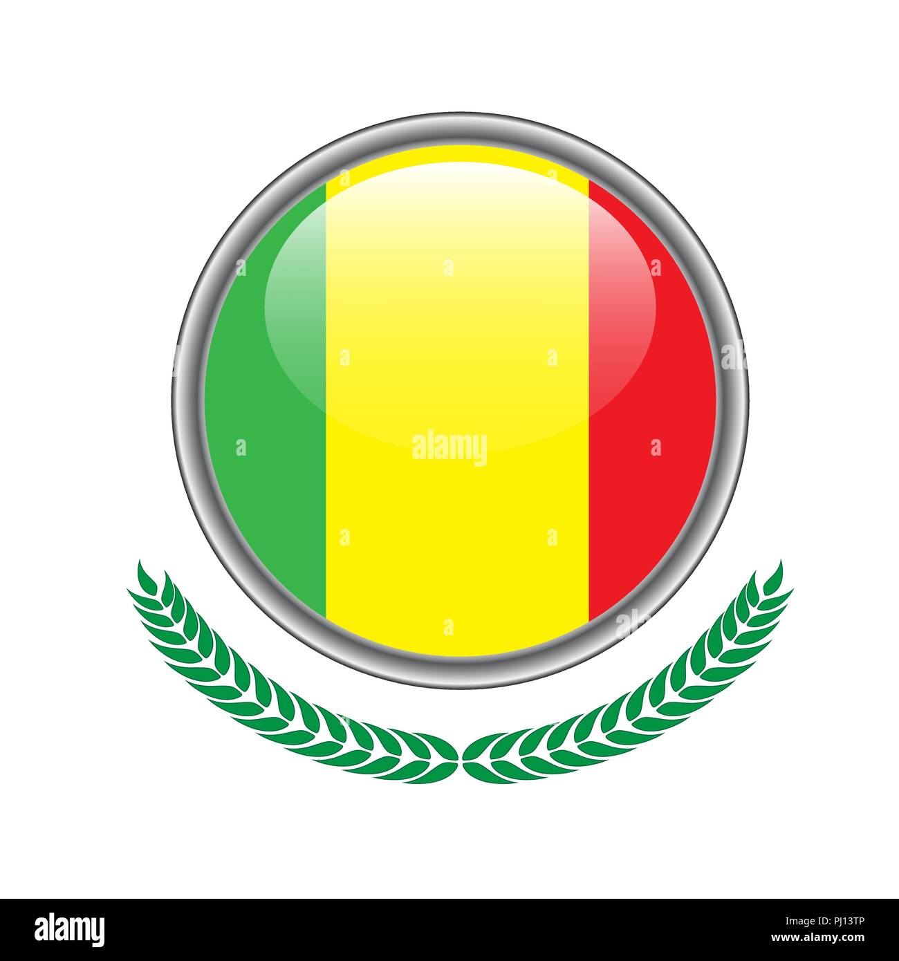 Drapeau mali mali. bouton icône en forme de drapeau. Vector illustration du mali drapeau sur fond blanc. Illustration de Vecteur