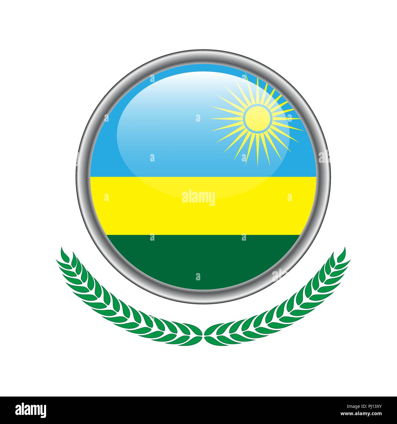 Bouton drapeau rwanda rwanda. L'icône du drapeau. Vector illustration of Rwanda drapeau sur fond blanc. Illustration de Vecteur