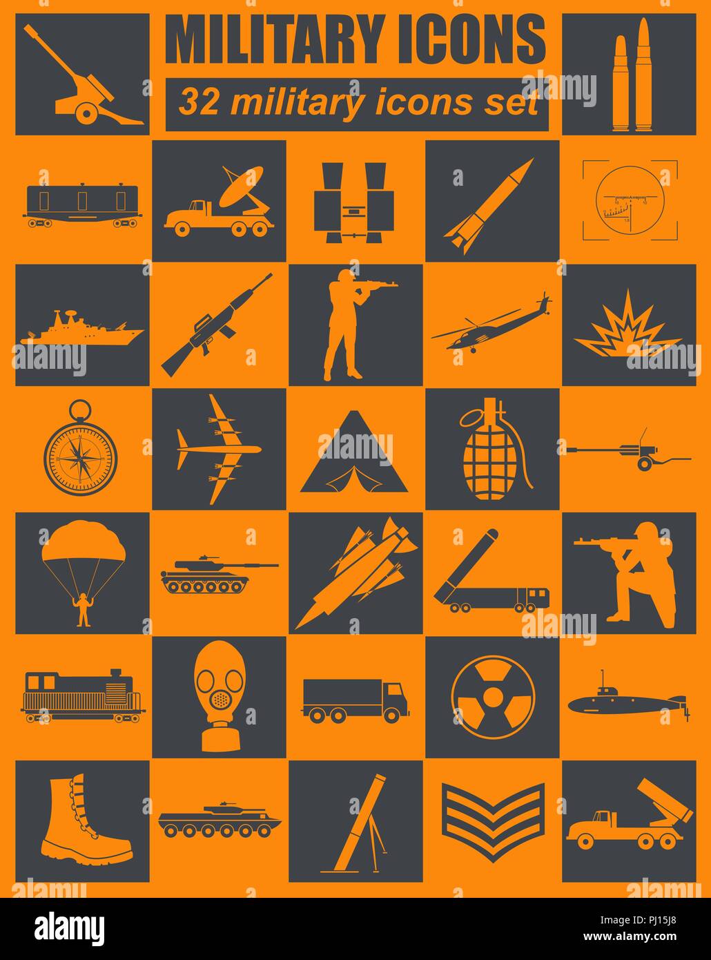 Icon Set militaire. Constructeur, kit. Vector illustration Illustration de Vecteur