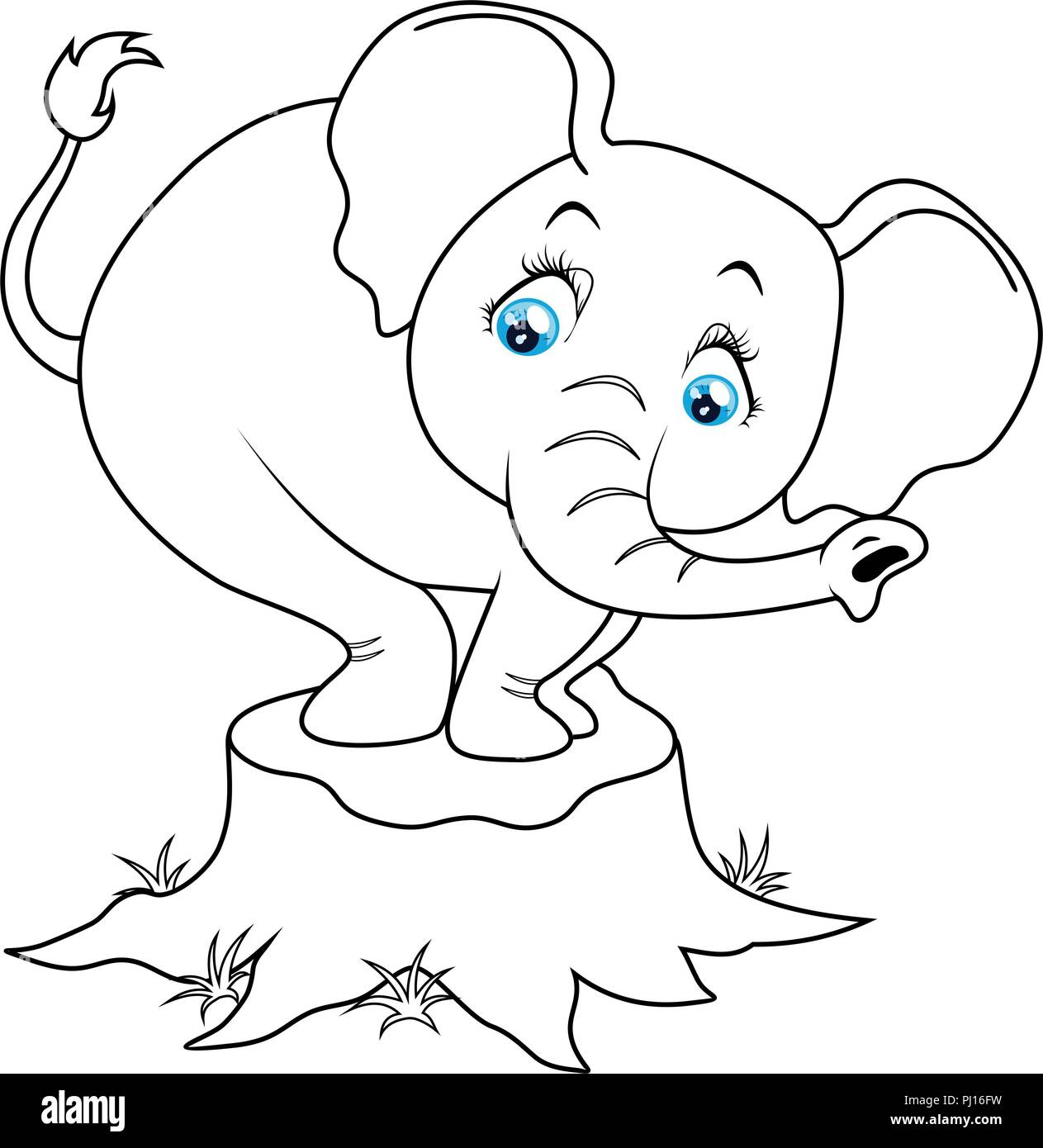 Cute baby elephant cartoon. Illustration sur fond blanc Banque D'Images