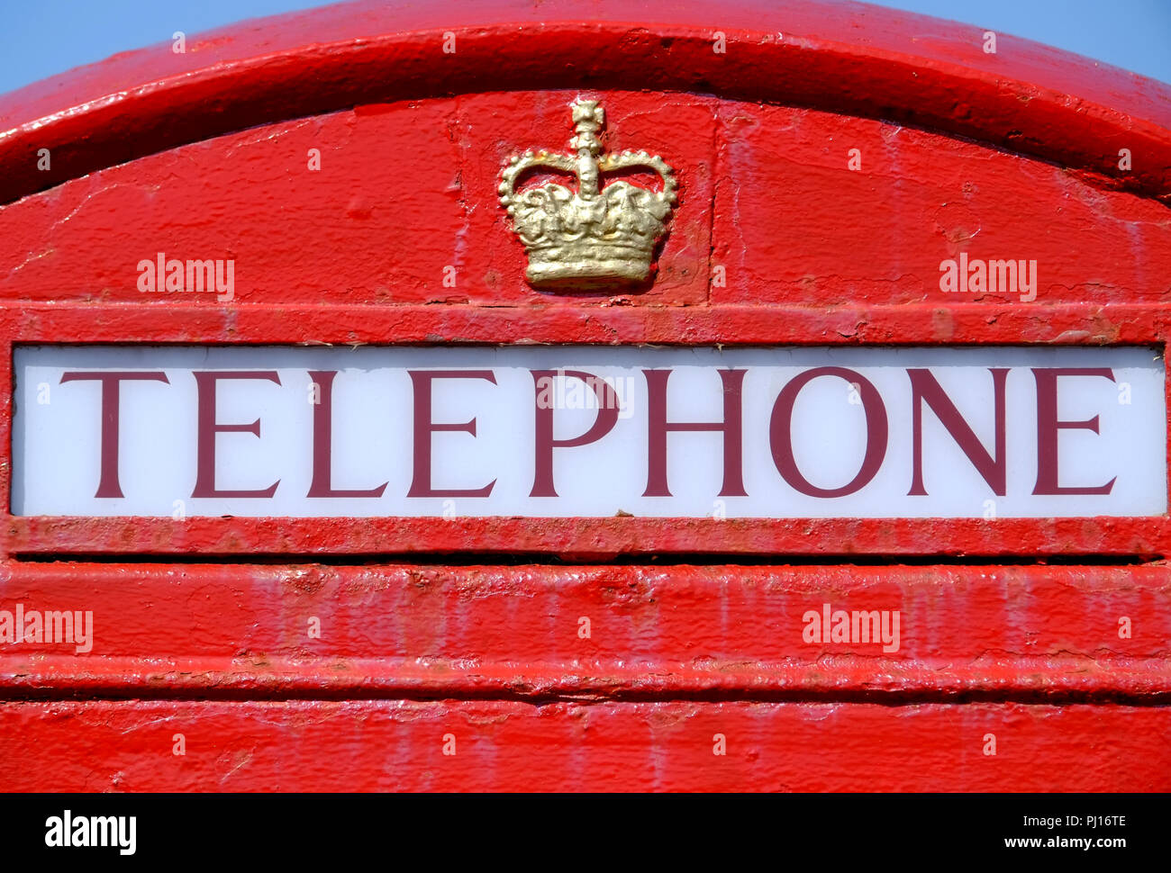 Détail d'un téléphone public fort rouge britannique Banque D'Images