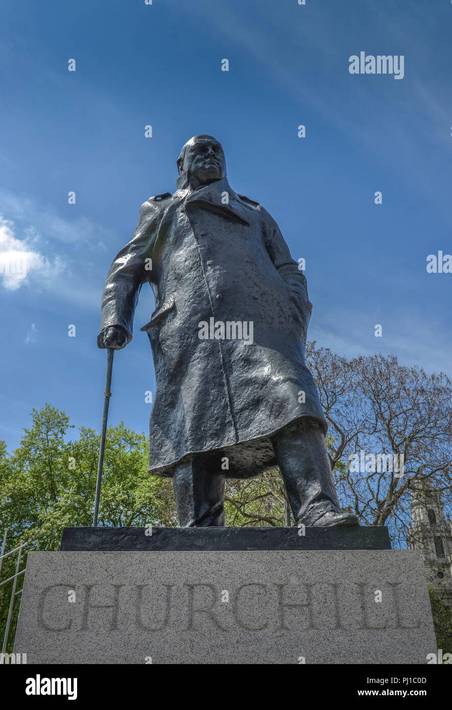 Statue, Winston Churchill, la place du Parlement, Londres, Angleterre, Grossbritannien Banque D'Images