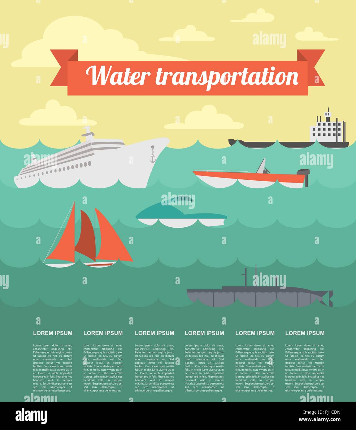 Transport de l'eau éléments infographiques. Les marins. Illustration de style rétro. Vector Illustration de Vecteur