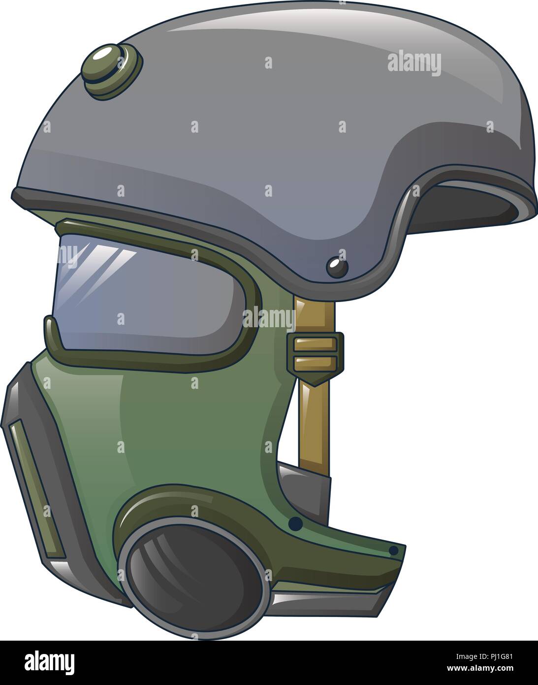 Masque à gaz, l'icône casque style cartoon Illustration de Vecteur