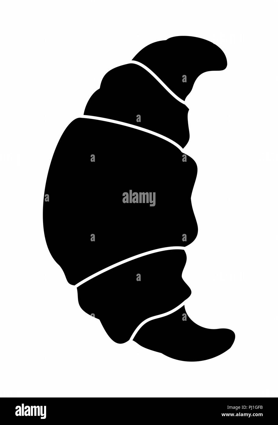 Un croissant illustration silhouette sur fond blanc Illustration de Vecteur