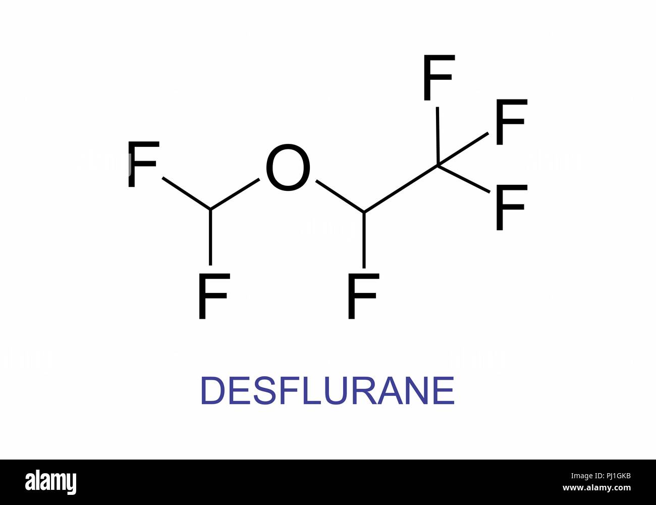Illustration de la formule de structure de la substance du Desflurane Illustration de Vecteur