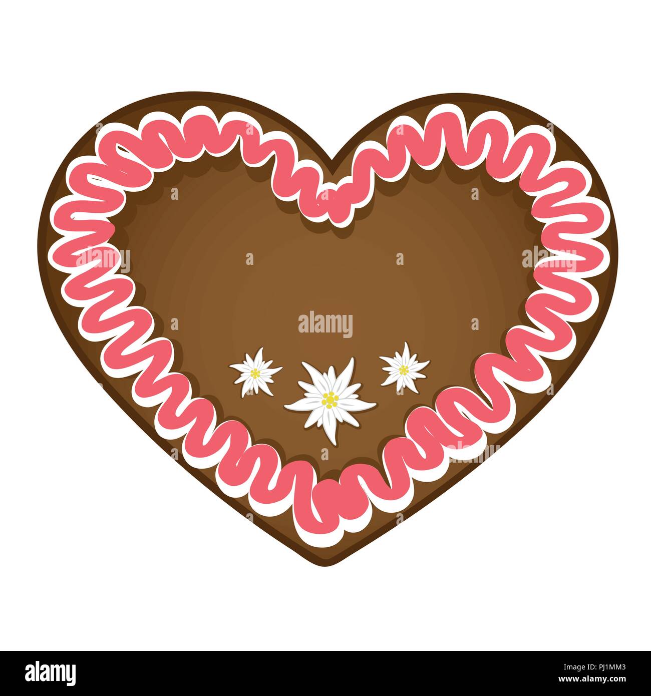 Coeur d'épice rouge blanc avec décoration edelweiss vector illustration EPS10 Illustration de Vecteur