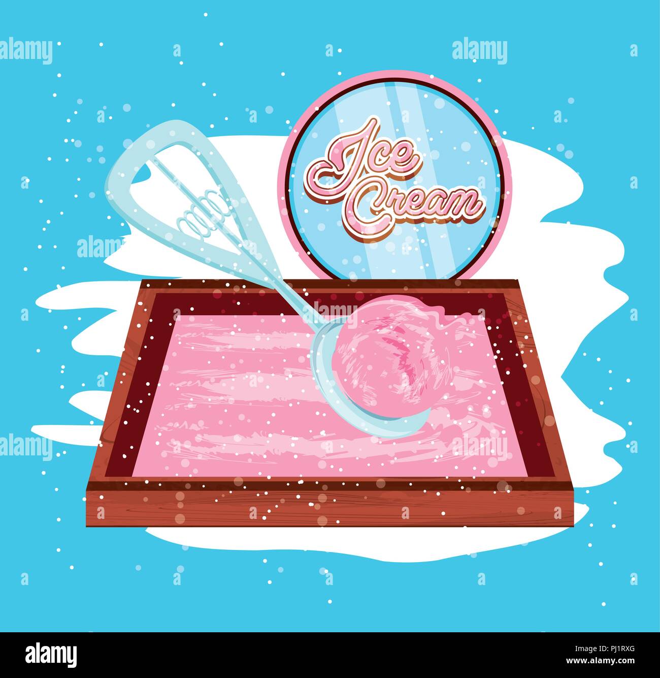 Bac à glace avec vector illustration design louche Illustration de Vecteur