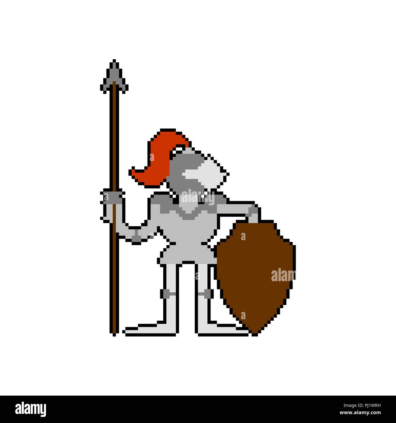 L'art guerrier armure chevalier pixel 8 bits. Vector illustration Illustration de Vecteur