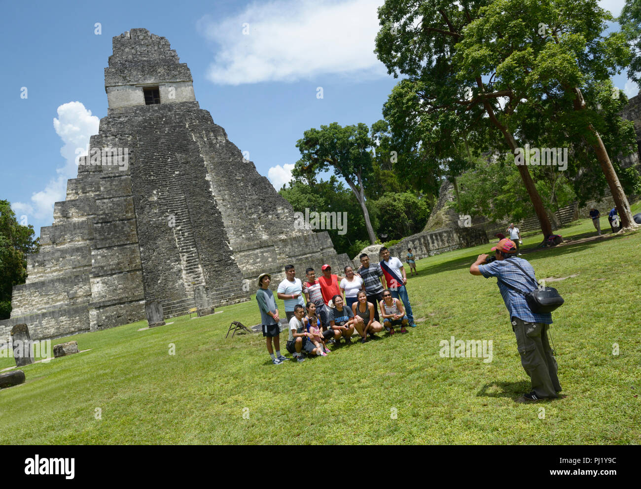 Les ruines mayas de Tikal, Guatemala, avec Temple 1 Banque D'Images