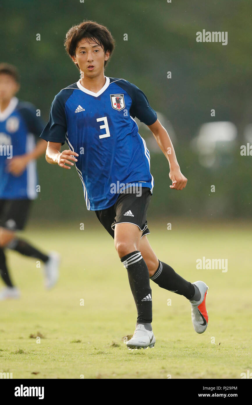 Chiba, Japon. Sep, 2018 3. Ayumu Kawai (JPN), 3 septembre 2018 Football/soccer - U-19 : Le Japon match d'entraînement entre le Japon et le Vietnam au premier champ de la faucheuse à Chiba, au Japon. Credit : Yusuke Nakanishi/AFLO SPORT/Alamy Live News Banque D'Images