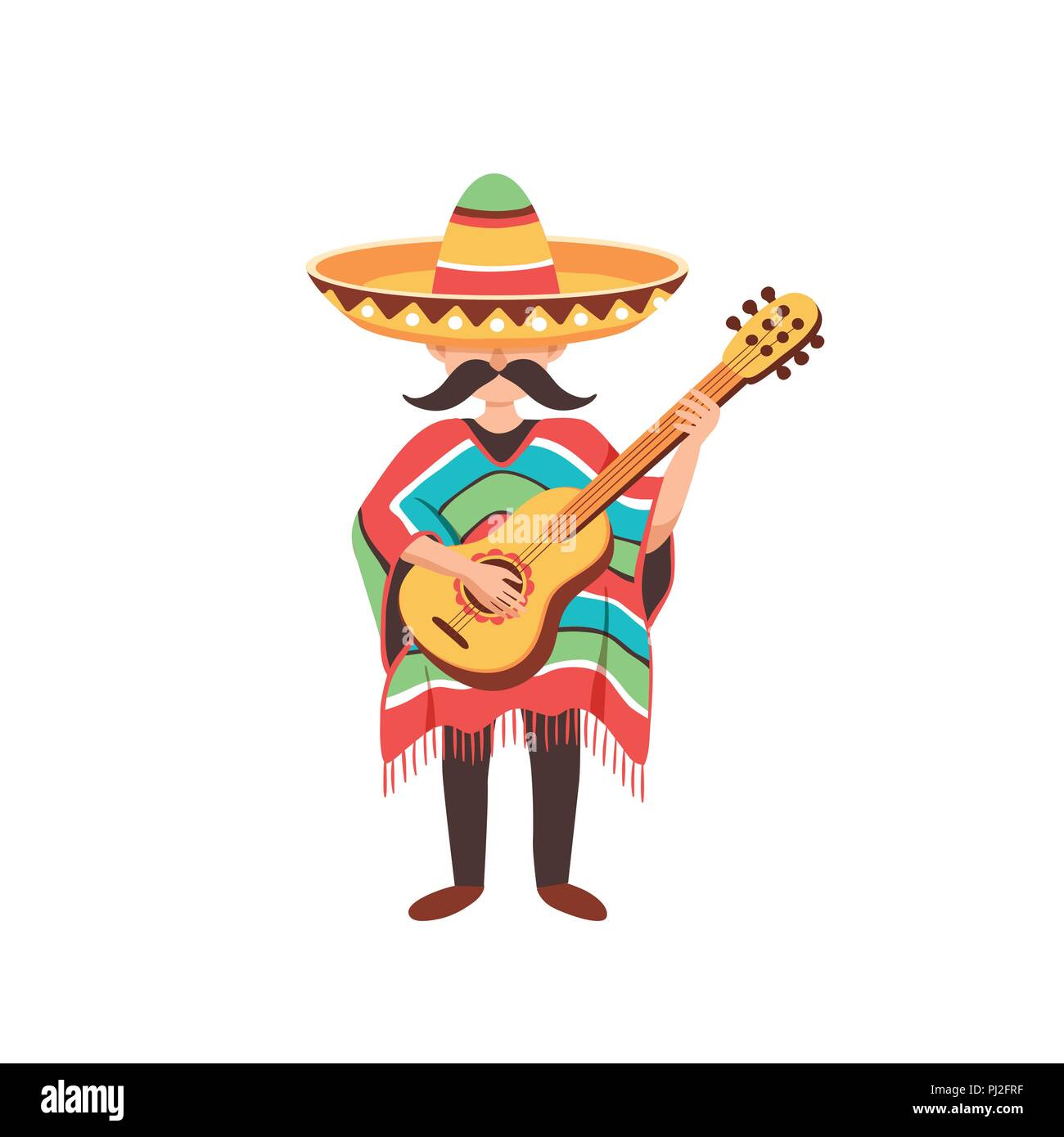 Guy mexcian avec guitare Illustration de Vecteur