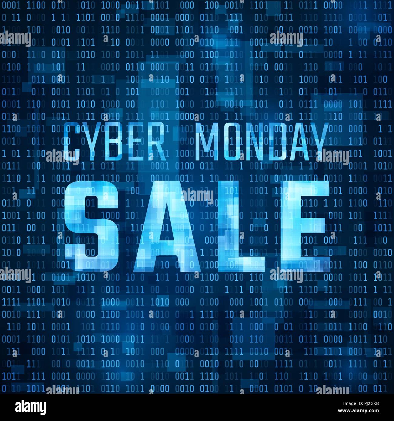 La technologie Cyber lundi vente bannière. Offre de remise du modèle sur l'arrière-plan de code binaire. Vector illustration Illustration de Vecteur