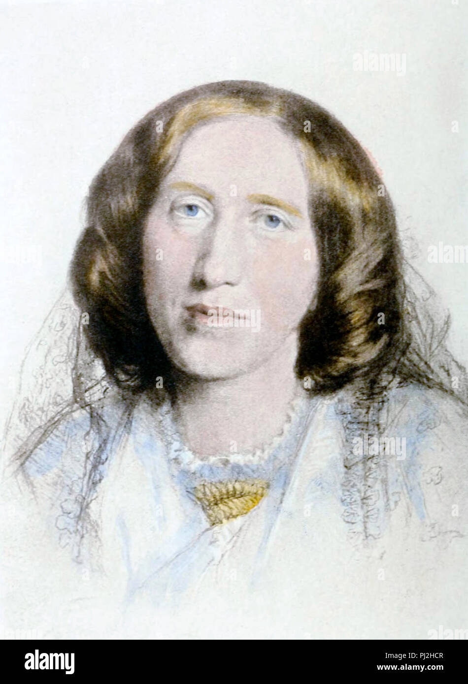 George Eliot, Mary Anne Evans (1819 - 1880), plus connue sous le nom de plume de George Eliot, romancier et poète anglais, l'un des grands écrivains de l'ère victorienne. Banque D'Images