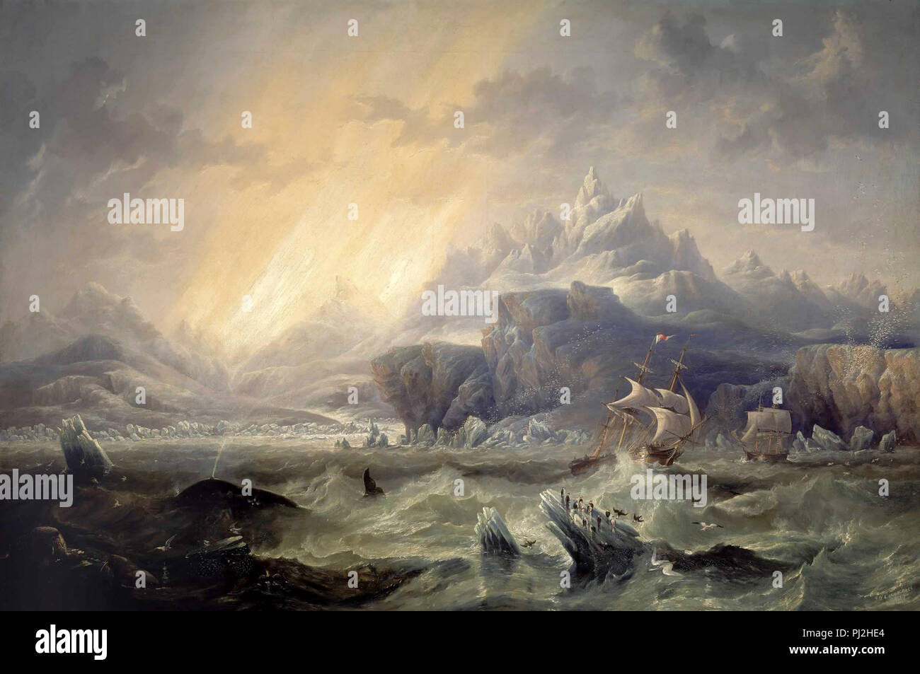 Le HMS Erebus et le HMS Terror dans l'Antarctique, peinture de John Wilson Carmichael, 1847 Banque D'Images