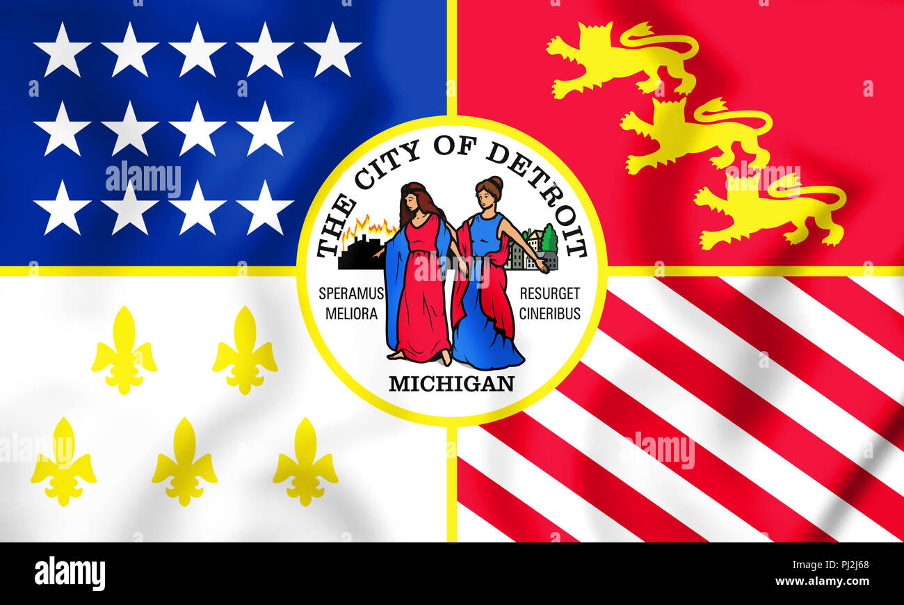 Pavillon 3D de Detroit (Michigan), aux États-Unis. 3D Illustration. Banque D'Images