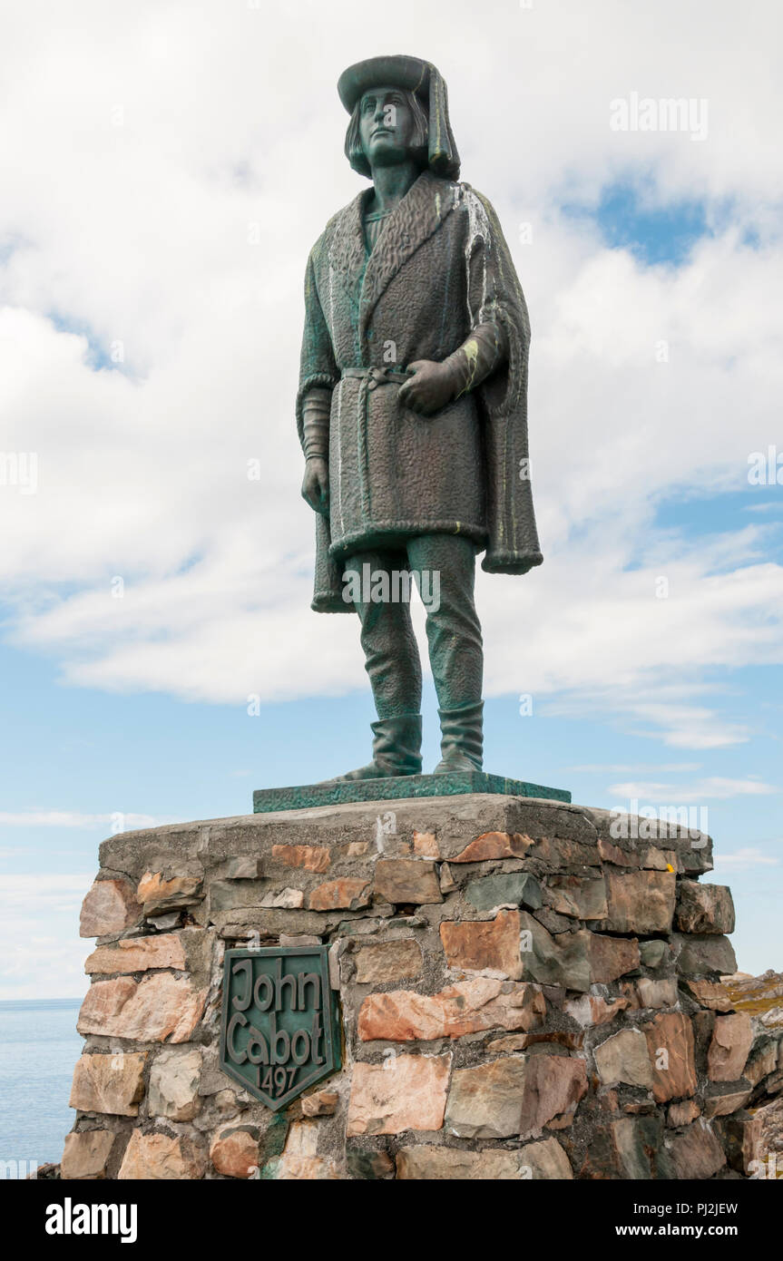 Statue de Jean Cabot au cap Bonavista, à Terre-Neuve. Banque D'Images
