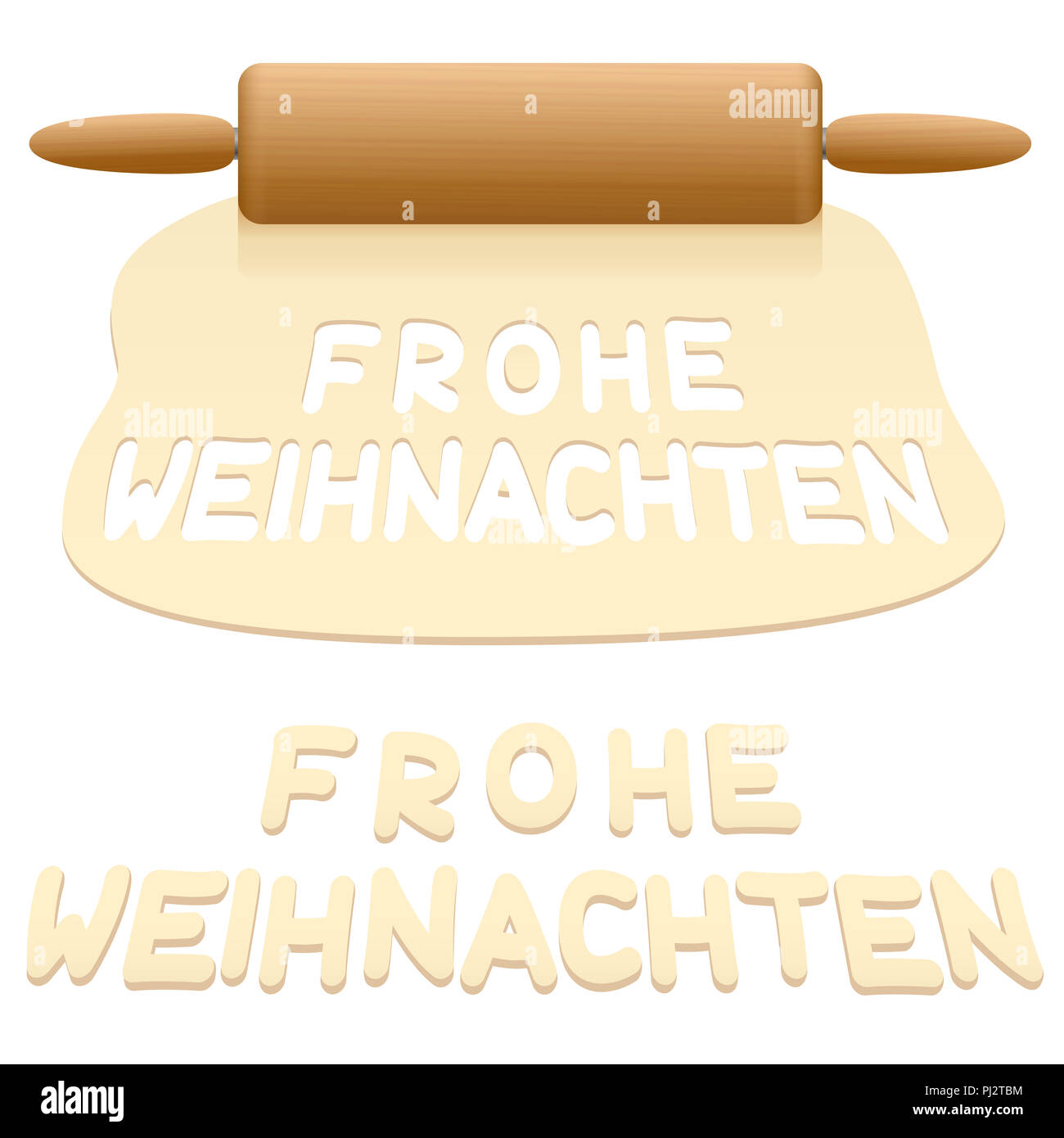 Joyeux Noël cookies coupé à partir de pâte feuilletée disant FROHE WEIHNACHTEN en langue allemande. Banque D'Images