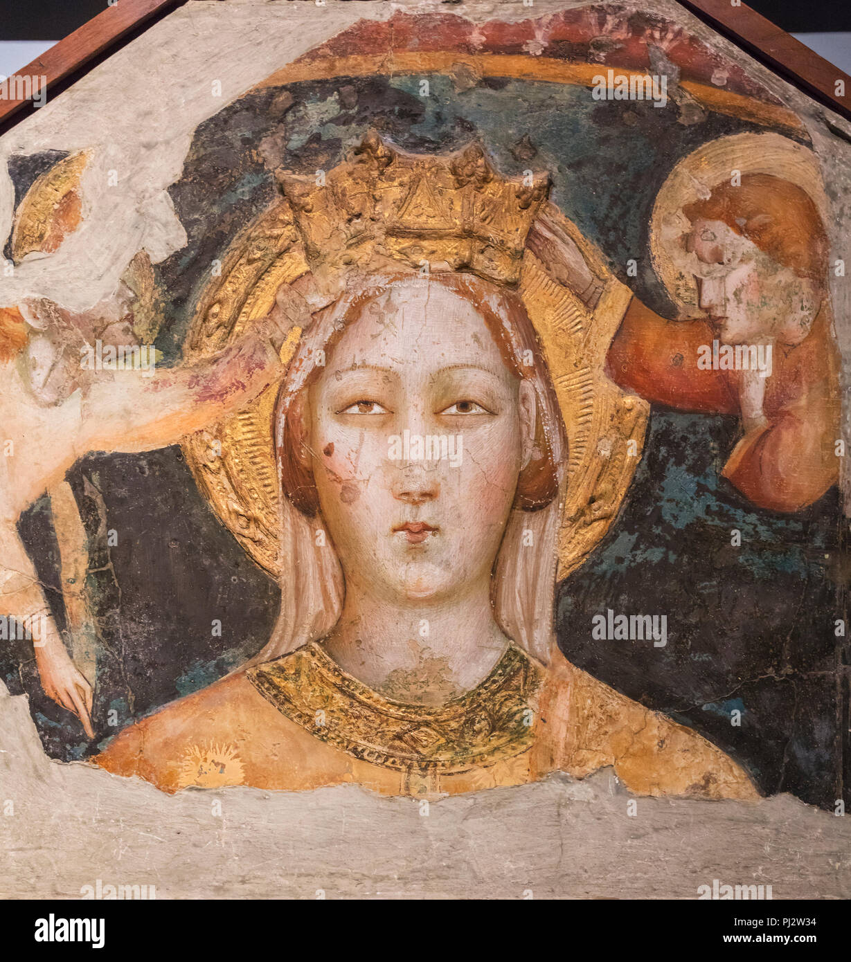 Vierge couronnée, la fresque par Olivuccio di Ciccarello (15e siècle), Pinacoteca Civica, Ancône, Marches, Italie Banque D'Images