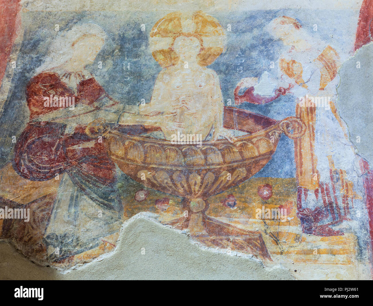 La fresque (9e siècle), San Vincenzo al Volturno, monastère bénédictin, Campobasso, Molise, Italie Banque D'Images