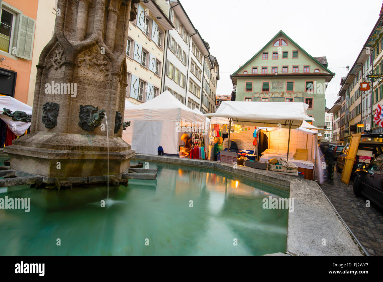 Fontaine médiévale de Lucerne en Suisse. Banque D'Images