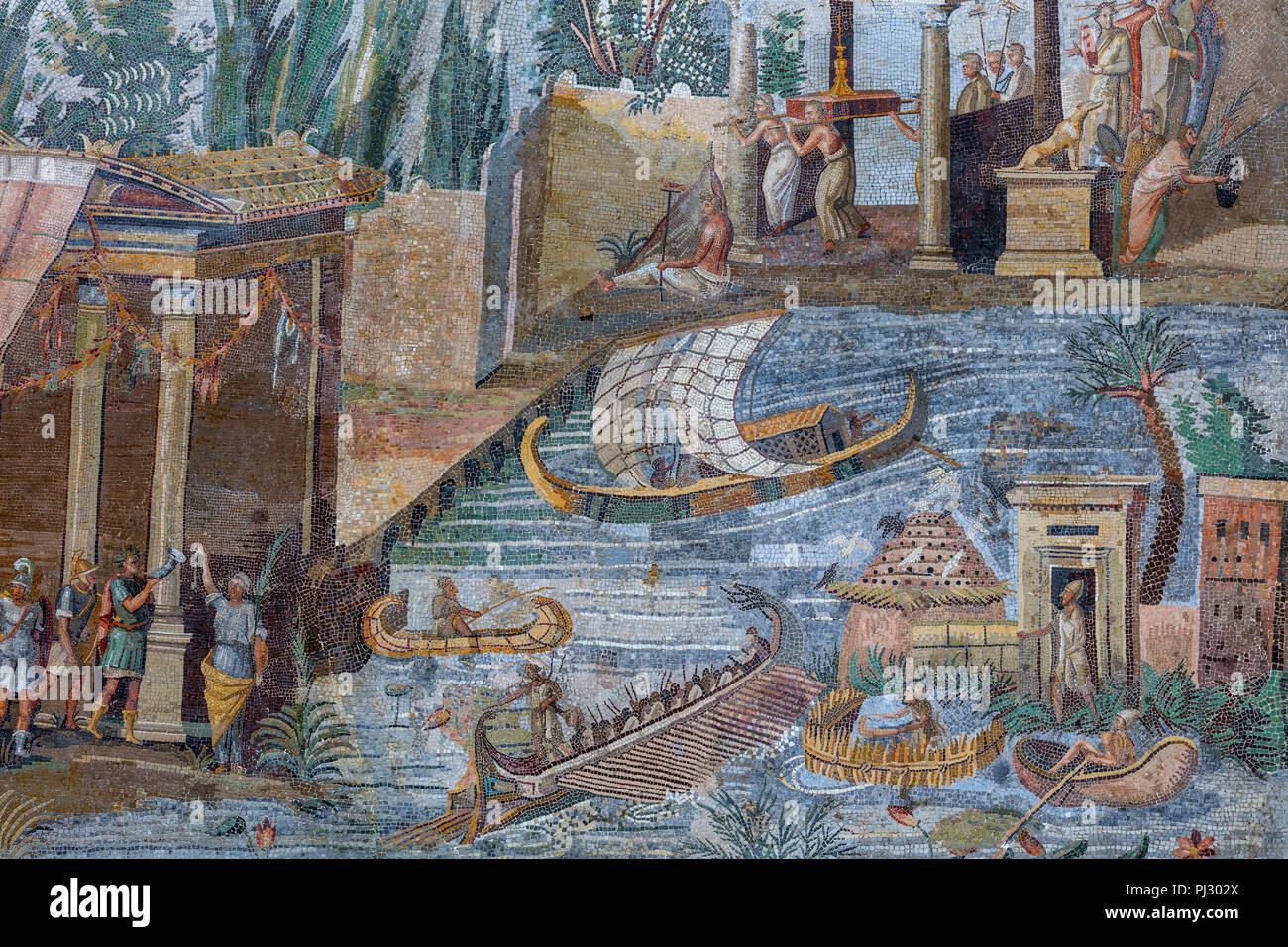 Mosaïque nilotique, Art hellénistique (Ier siècle avant J.-C.), Musée archéologique, Palestrina, lazio, Italie Banque D'Images