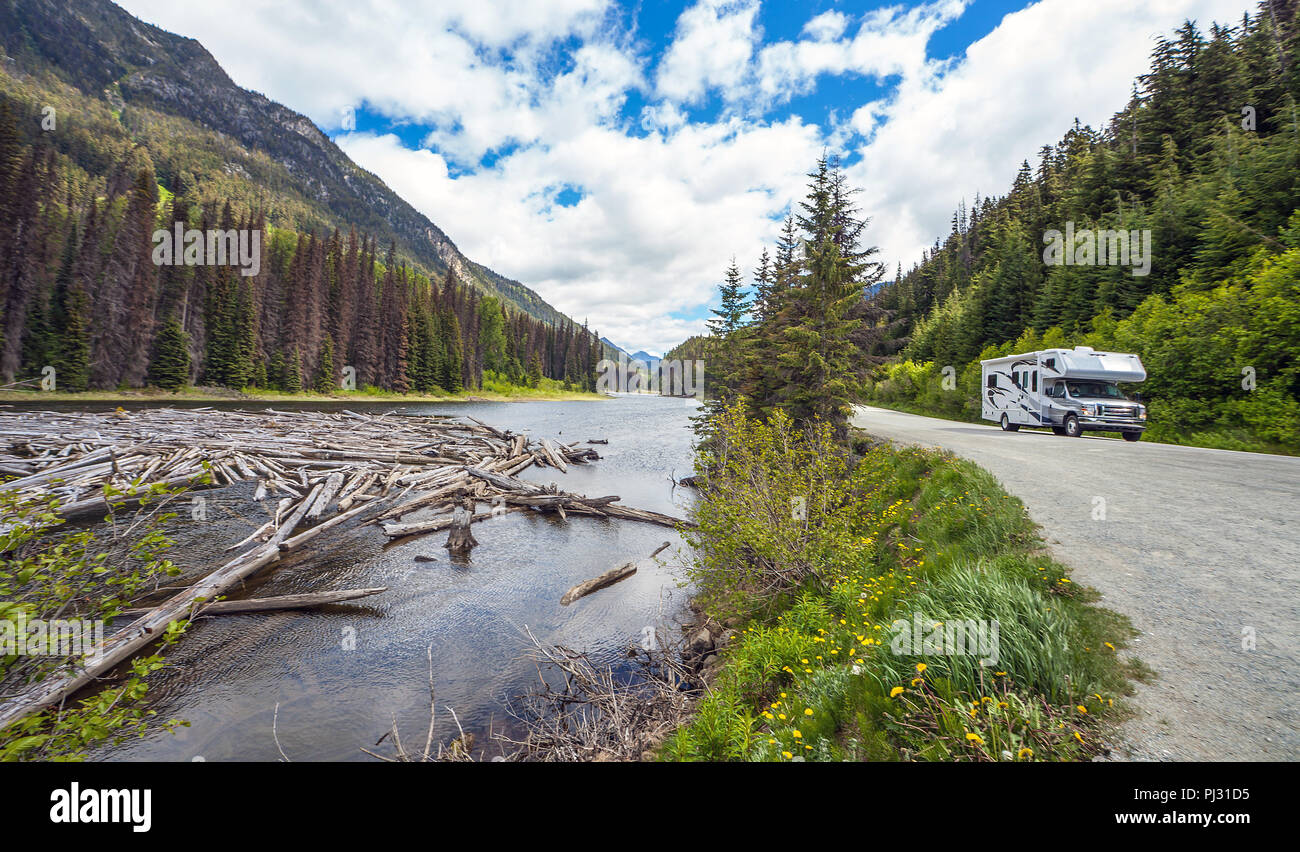 Bois flottant dans le lac de montagne majestueux British Columbia Canada Banque D'Images