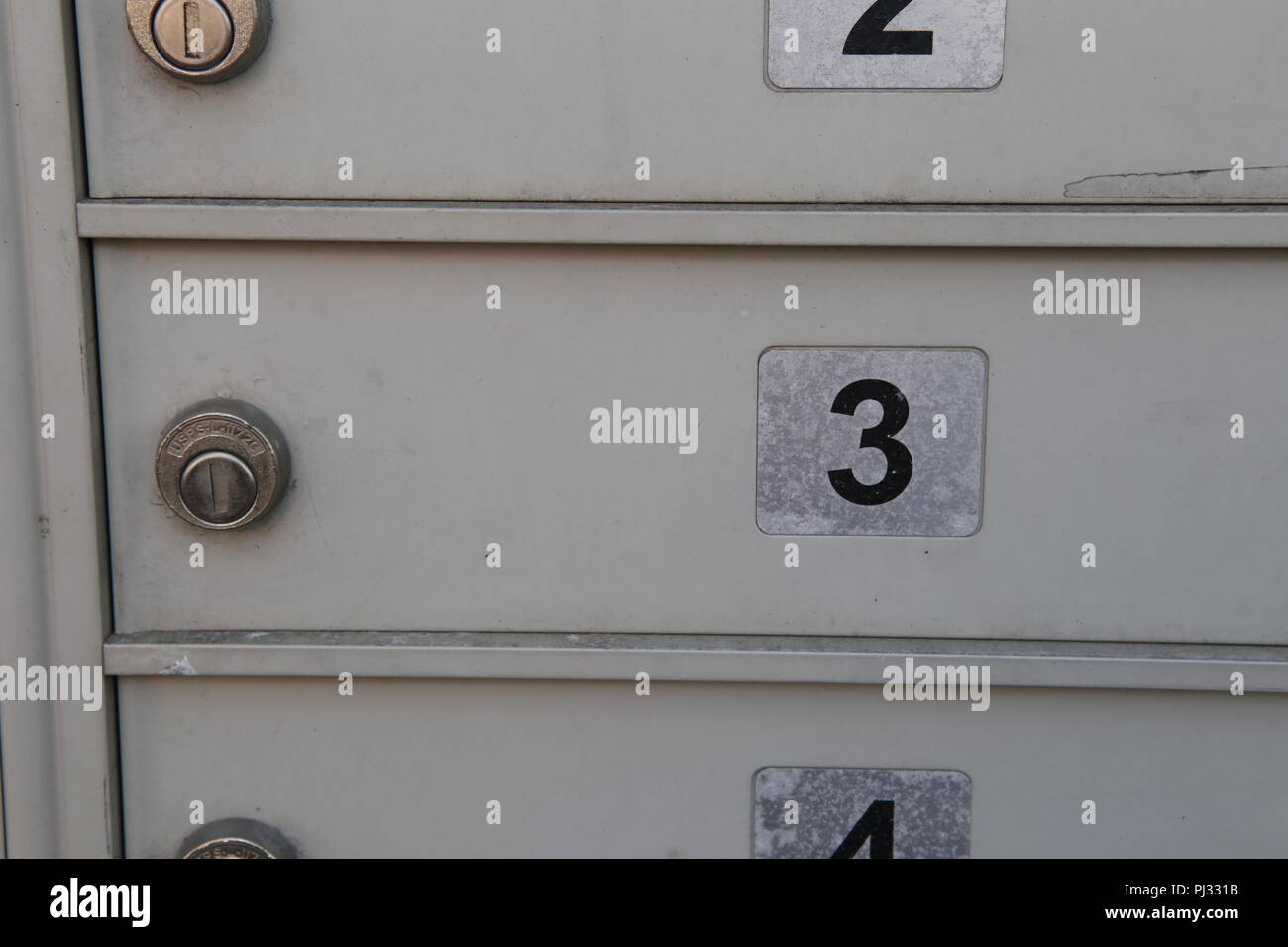 Numéro trois sur un tiroir Banque D'Images