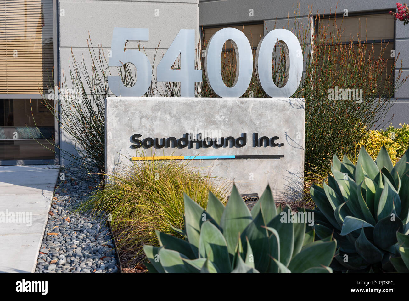 SoundHound Inc., panneau ; Betsy Ross Drive, Santa Clara, Californie Banque D'Images