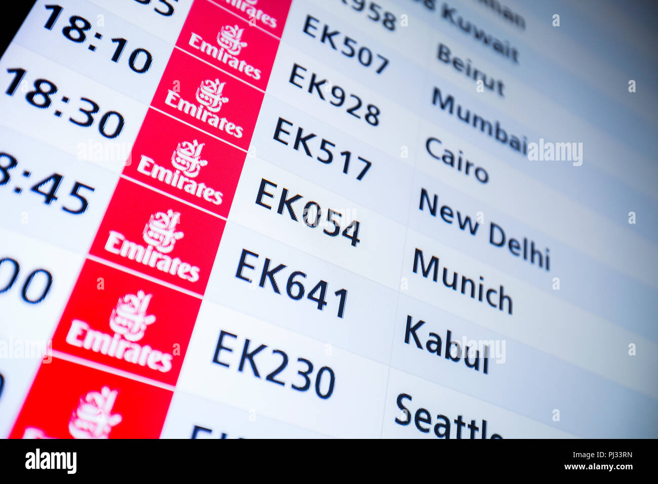 Conseil de l'information l'Aéroport International de Dubai Banque D'Images