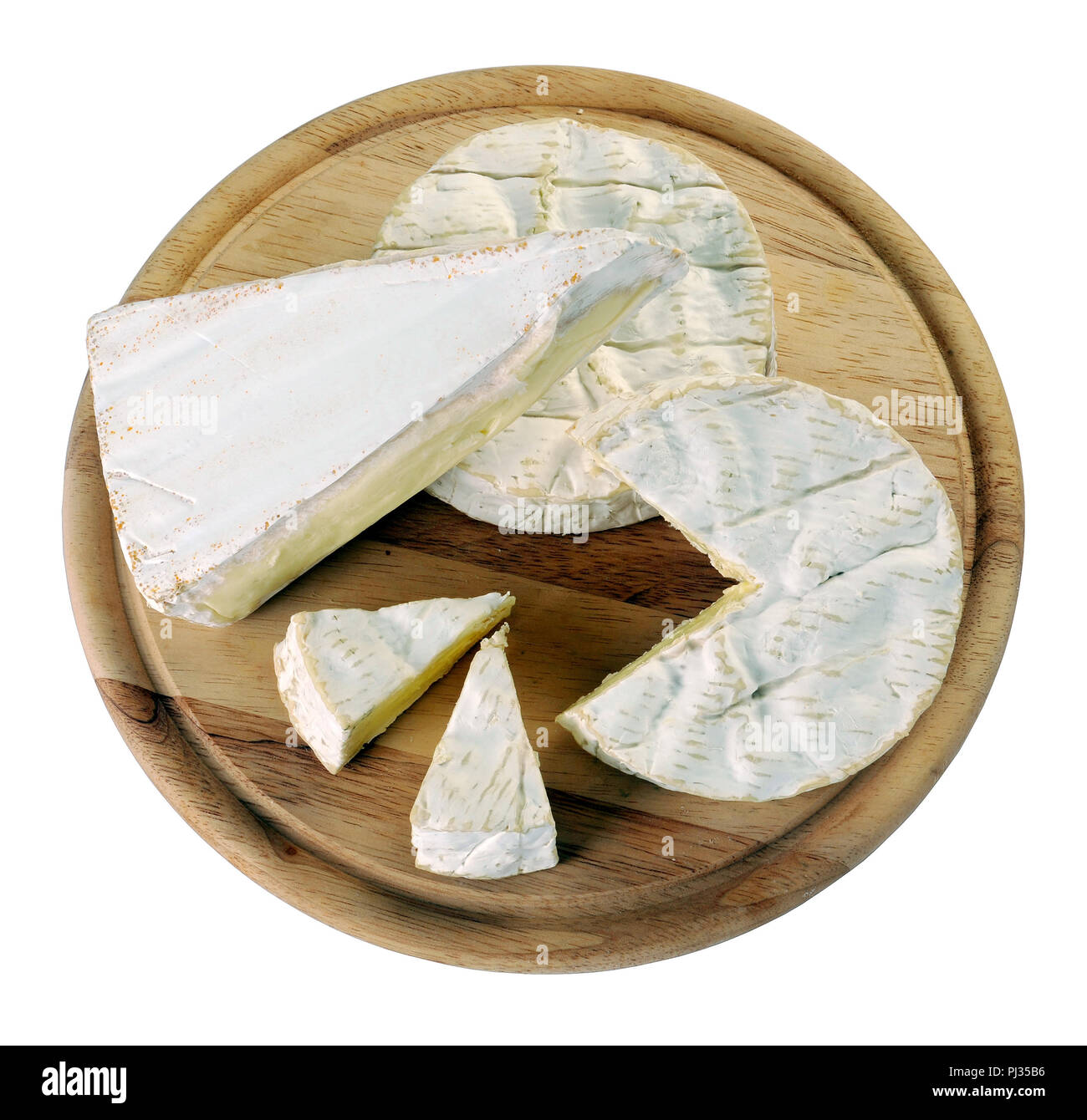 Le Camembert et le brie sur planche de bois Banque D'Images