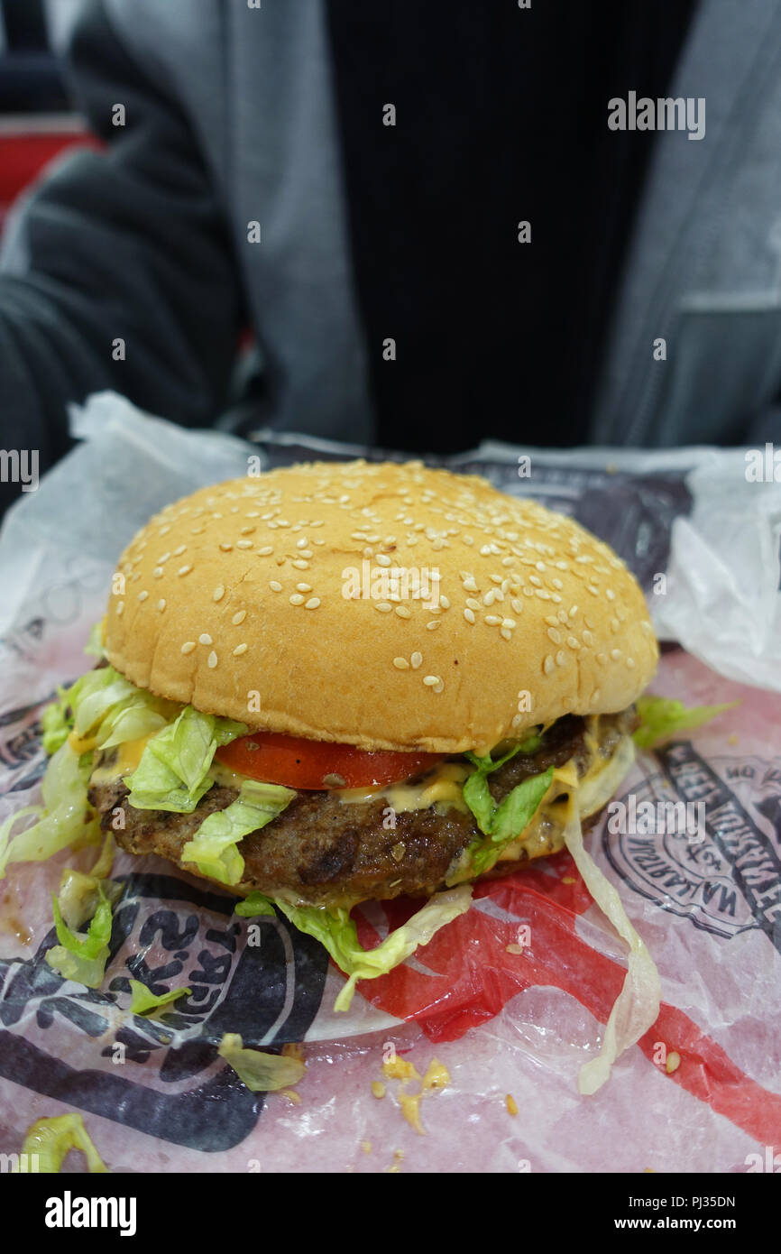 Fast food australienne Hungry Jack's (Burger King burger de boeuf) Banque D'Images
