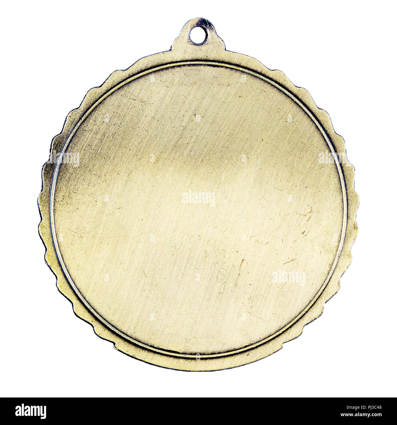 Médaille or blanc isolé sur fond blanc. Médaille d'or de décoration modèle à copier l'espace. Banque D'Images