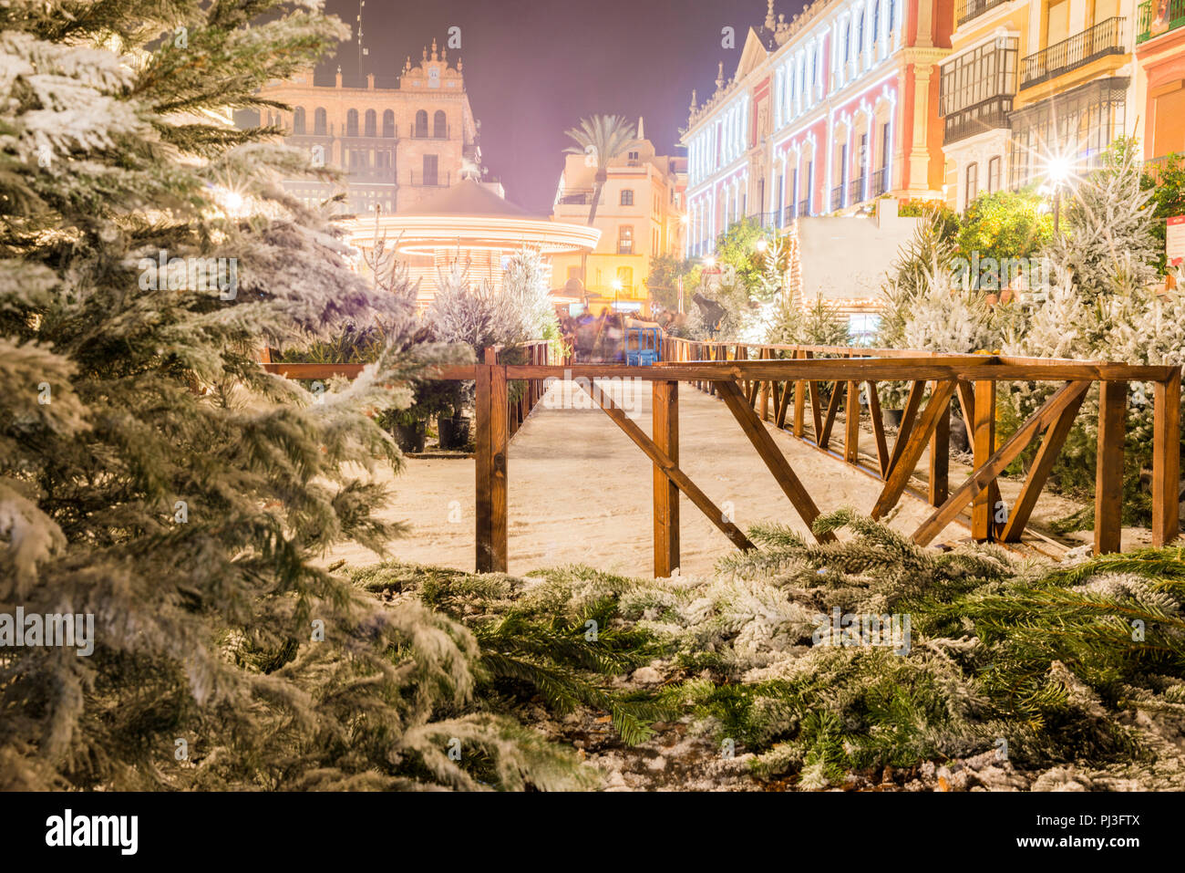 Lieux d'un marché de Noël de la ville de Séville. Banque D'Images