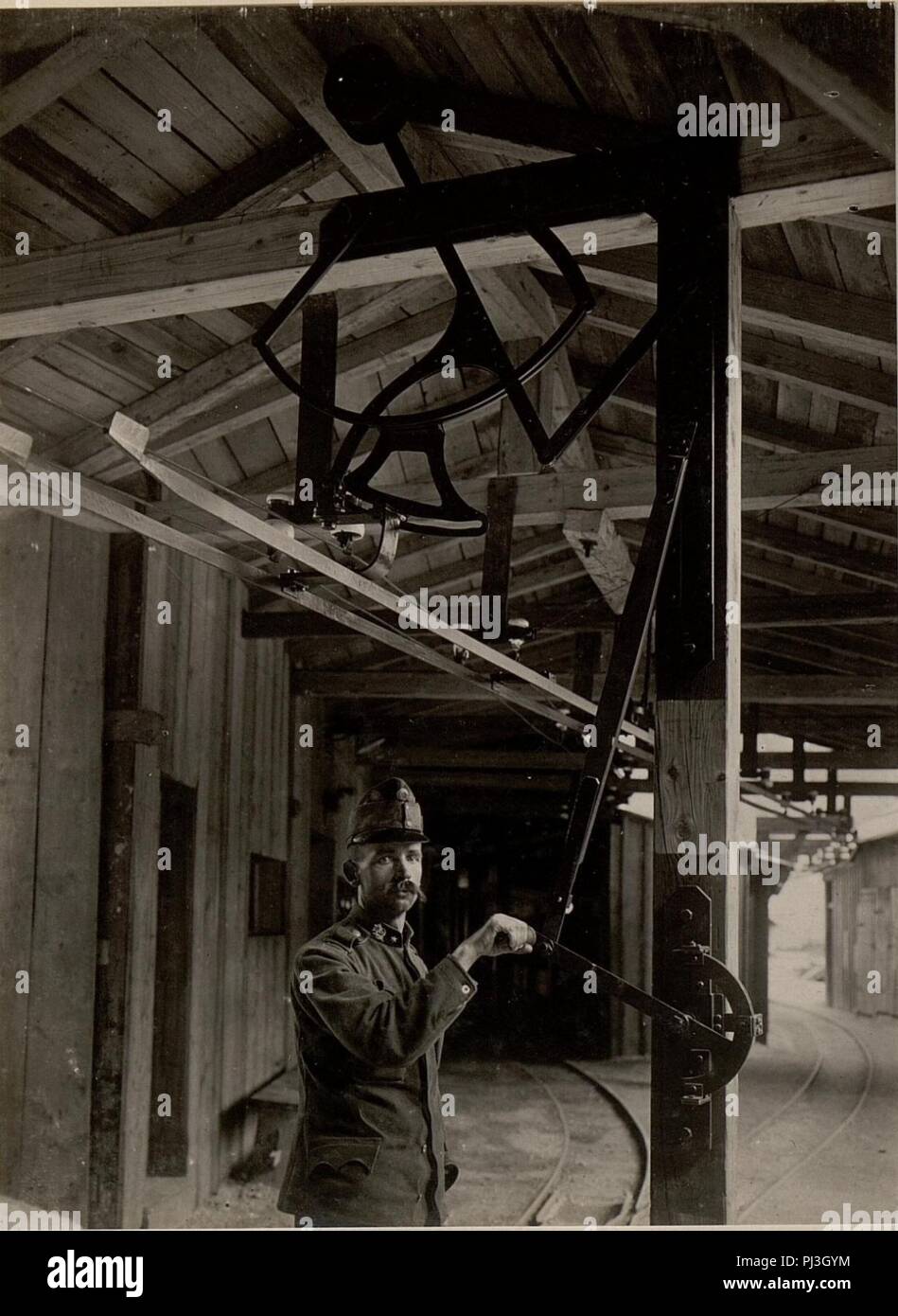 Oberleitung Bahn mit im Weiche Stollen dans Breth. Aufgenommen am 17. Mai 1916. Banque D'Images