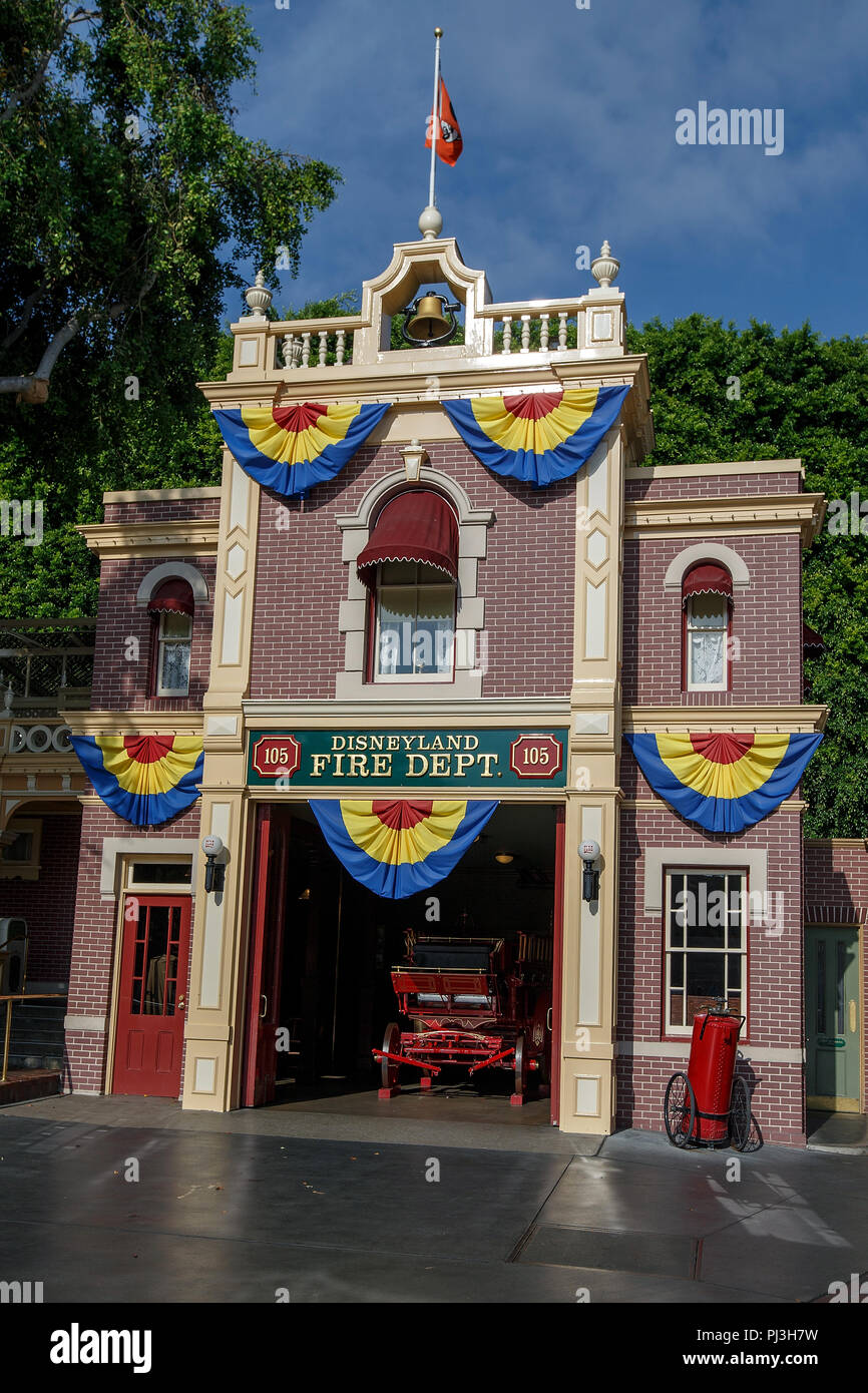 Service d'incendie de Disneyland, Parc Disneyland, Anaheim, Californie, États-Unis d'Amérique Banque D'Images
