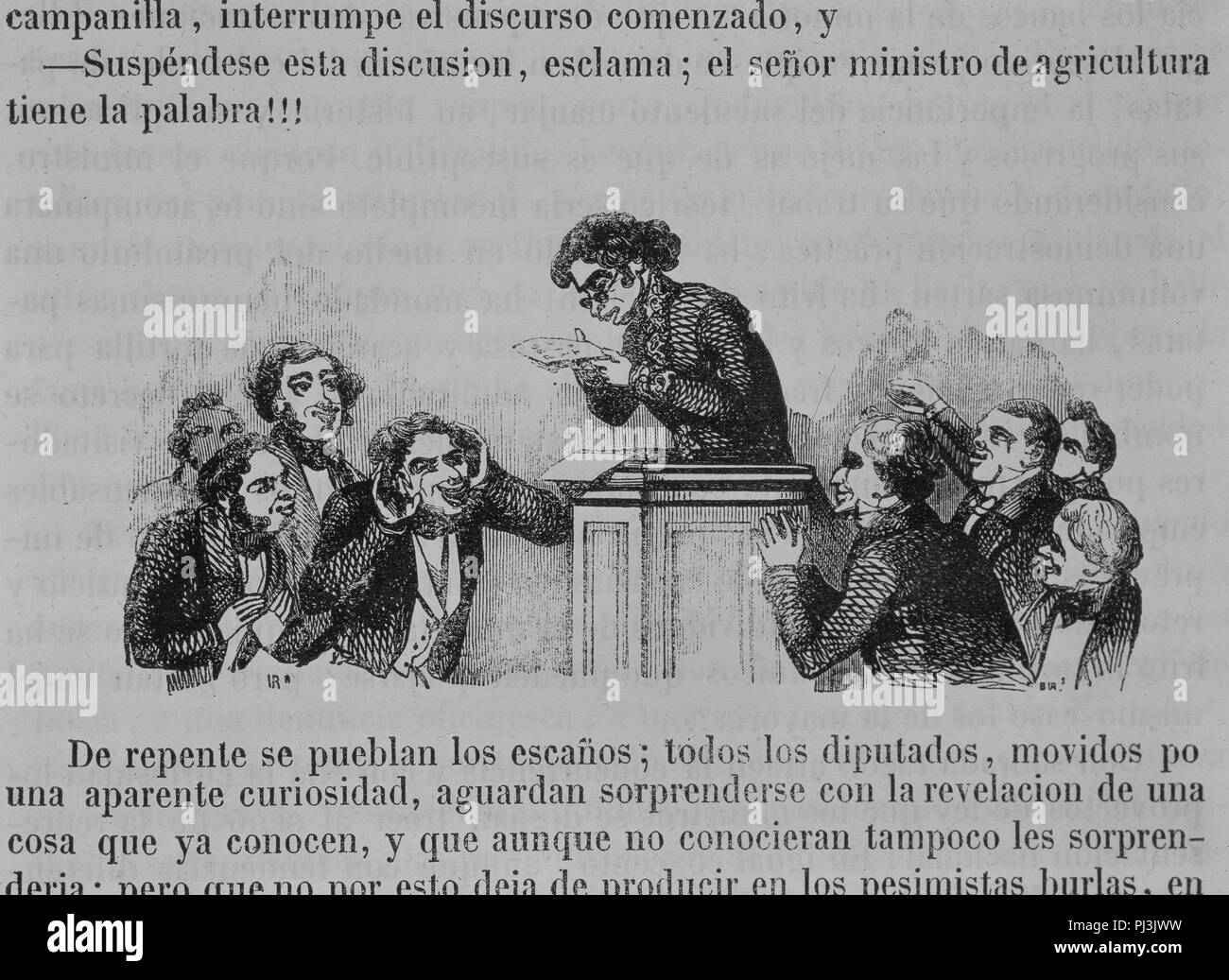 CARICATURA DEL LIBRO DEL BARON DE PARLA VERDADES -MADRID, 1849. Emplacement : CONGRESO DE LOS DIPUTADOS-ARCHIVO, MADRID, ESPAGNE. Banque D'Images